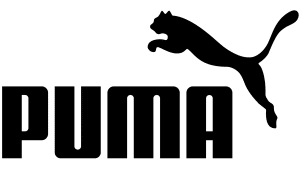 Schwarzes Puma-Logo mit einem springenden Puma auf der rechten Seite und dem Wort „PUMA“ in fetten Großbuchstaben auf der linken Seite.