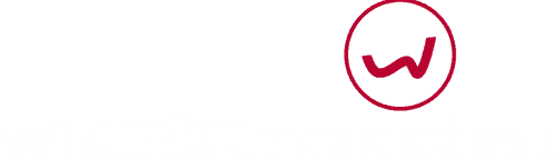 Logo mit der Aufschrift „wpunkt messebau“: Ein roter Kreis umschließt rechts den stilisierten Buchstaben „w“. Der Text ist hellgrau auf weißem Grund.