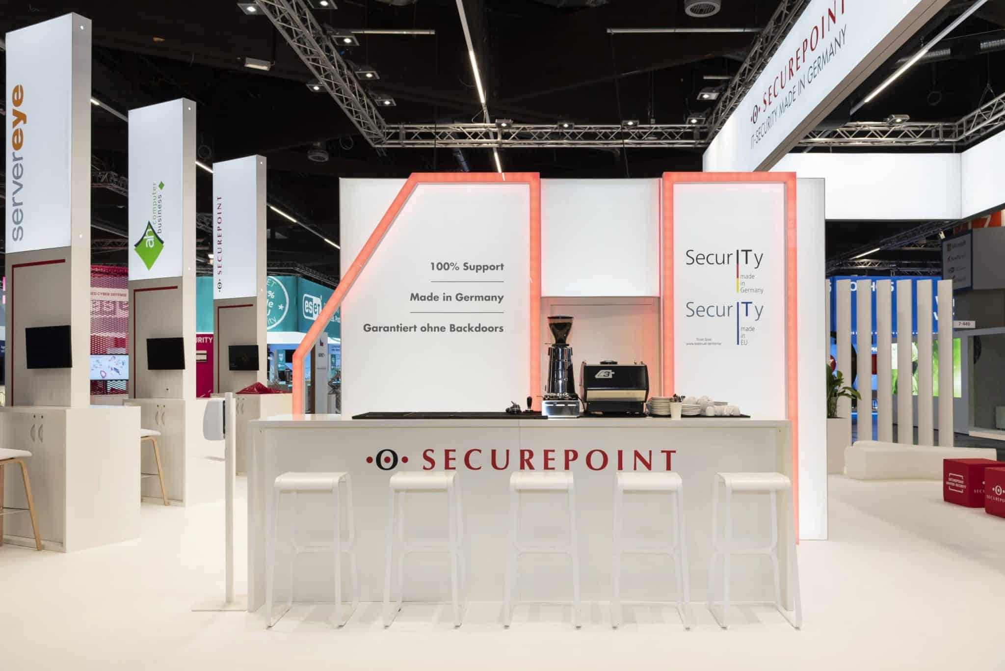 Detailreiche Securepoint Produktpräsentation auf Messebau it-sa Nürnberg