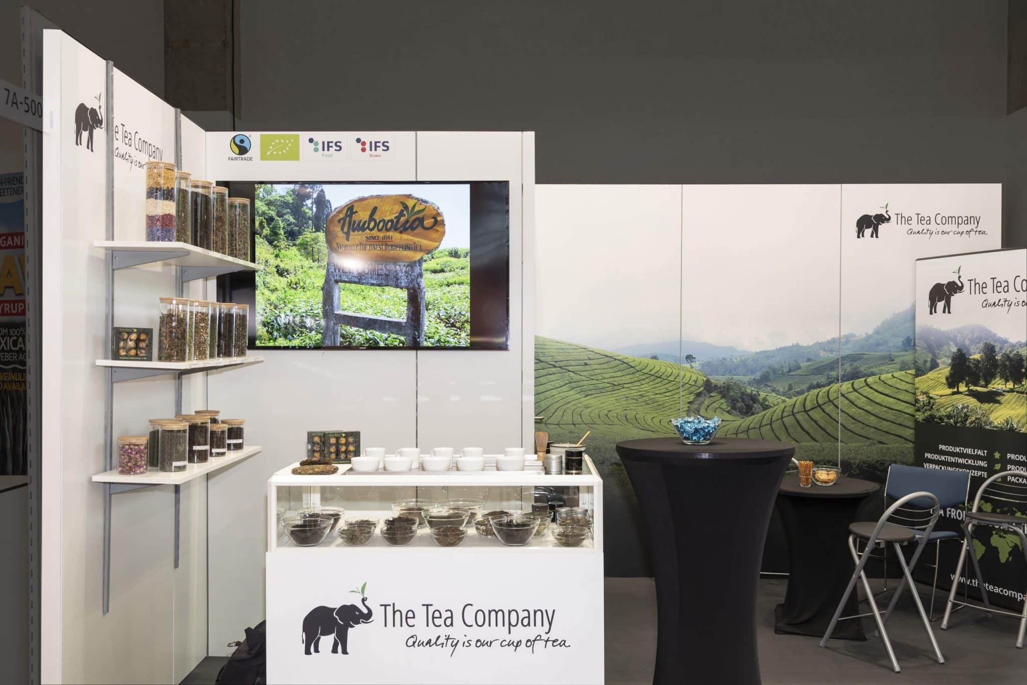 Präsentation von Teesorten und Teespezialitäten auf der BioFach Nürnberg – Messebau Nürnberg