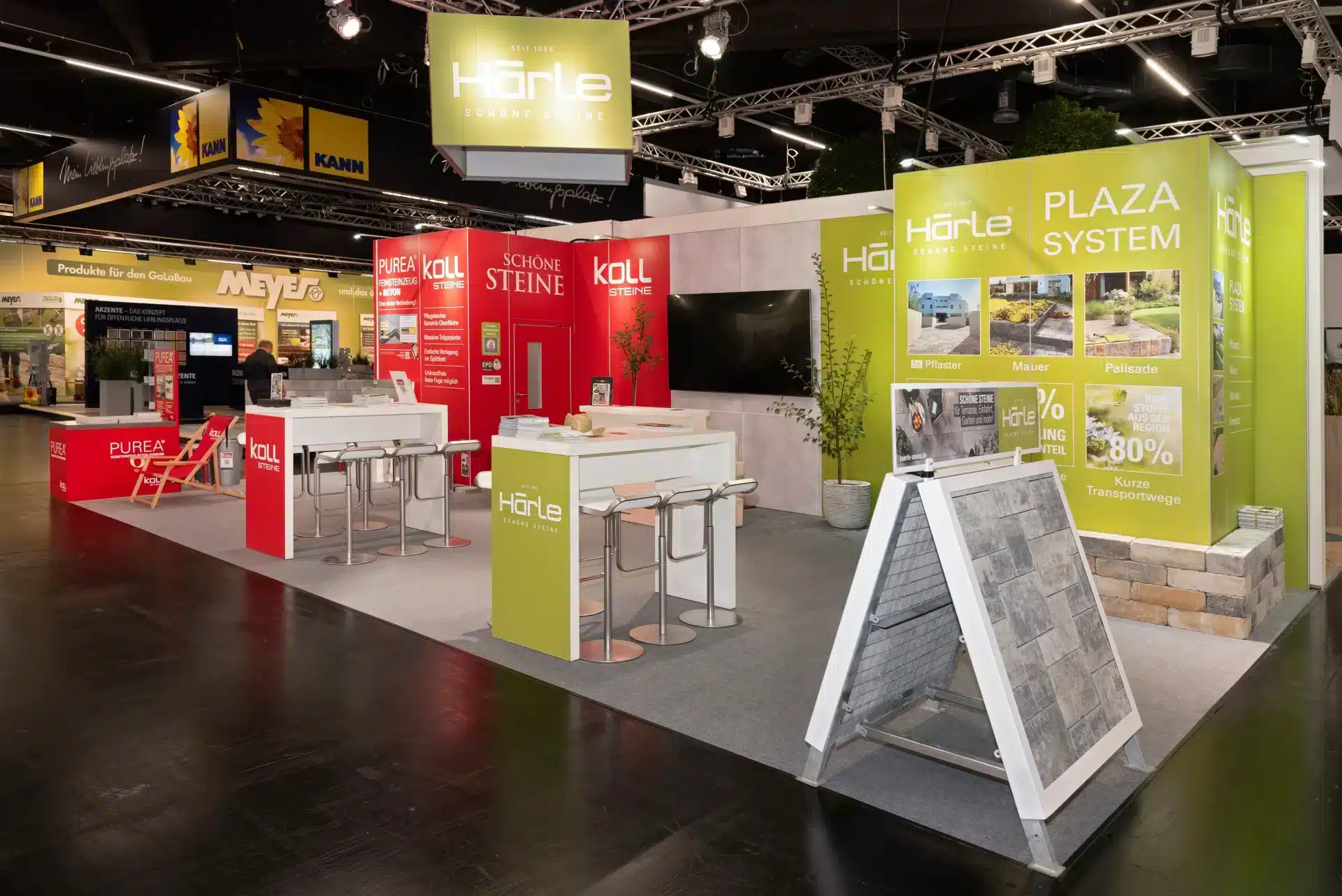 Moderner Messestand von Härle und Koll Steine auf der GalaBau Nürnberg – Messebau Nürnberg für Pflaster, Mauer- und Steinsysteme