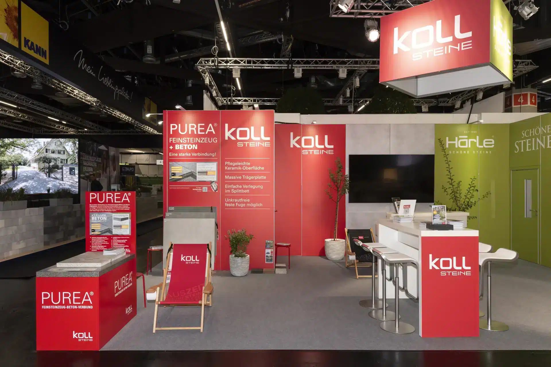 Koll Steine Messestand mit Purea Beton- und Feinsteinzeuglösungen auf der GalaBau Nürnberg – Messebau Nürnberg