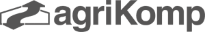 Firmenlogo von agriKomp mit dunkelgrauem Schriftzug agriKomp und stilisiertem Biogasanlagen-Symbol auf transparentem Hintergrund.