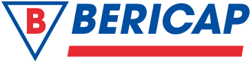 Das Bild zeigt das BERICAP-Logo. Es besteht aus einem blauen dreieckigen Emblem mit einem roten „B“ darin. Neben dem Dreieck steht das Wort „BERICAP“ in fetten blauen Großbuchstaben über einer roten horizontalen Linie.