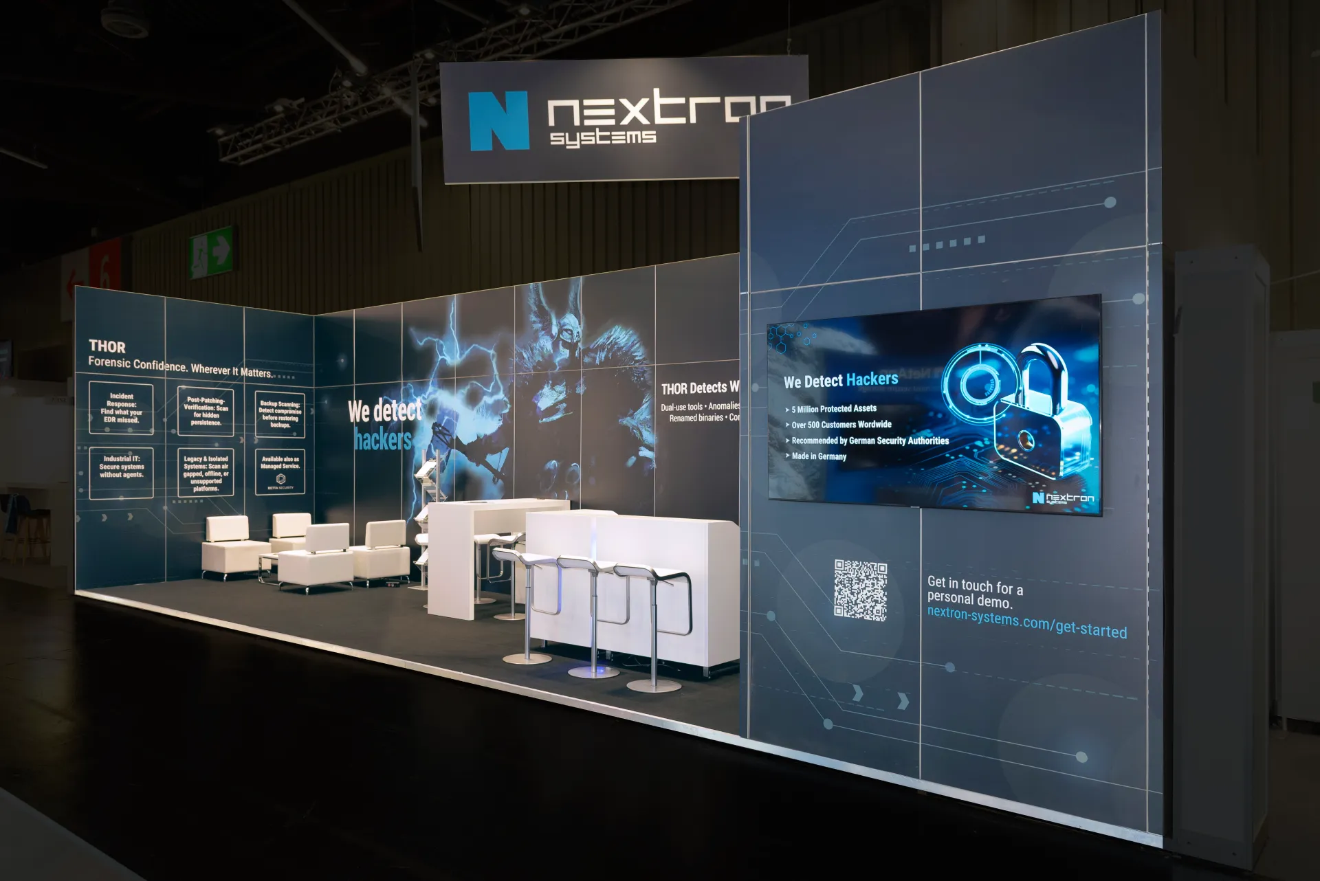 Nextron Systems Messestand auf der it-sa 2025 mit Fokus auf THOR Threat Detection, Malware-Analyse und forensische Sicherheitstools.